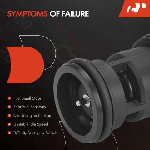 Close-up of vapor canister vent solenoid valve symptoms of failure for Honda and Acura cars including CR V Civic Accord Pilot.