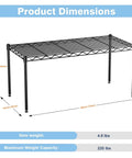 One Tier Wire Shelf Rack 30 Inch Wide By 14 Inch Deep By 17 Inch High Adjustable Metal Wire Shelving Unit dimensions diagram