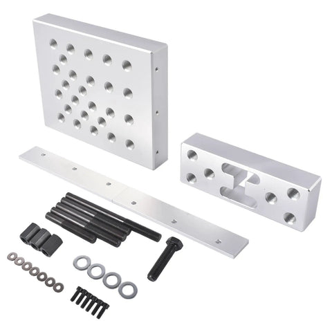 Heavy Duty Universal Drill Press Support Block Plate Tool Set Featuring 30 Ton Hydraulic Shop Press Plates For Bearing And Bushing Removal And Installation Wheel Hub And Suspension Repair Ready, with plates, bolts, and washers