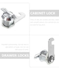 Keyless Cabinet Locks With Anti Theft Cam Latch Zinc Alloy Metal Drawer Lock Set, close-up view with smooth texture
