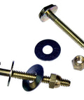 Heavy Duty Solid Brass Toilet Closet Bolts Quarter Inch Diameter with washer and nut for fixing wobbly fixtures.