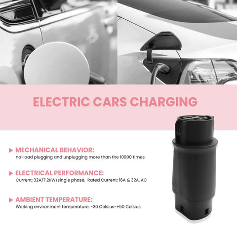 Rock Solid Type One To Type Two EV Charger Adapter Meets Sae J1772 Standards And Ip54 Weatherproof Rating For Any American Electric Ride with charger in use.