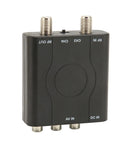 NTSC TV Modulator For Composite To RF Coax, PLL VHF Channel 3 Or 4, Premium ABS Case, AV Cable Included, rear view with ports