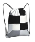 Black And White Piano Key Grid Print Drawstring Gym Bag For Men And Women Dope Unisex Fitness Sack with zip pocket.