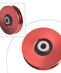 Smooth Action CNC Machined Aluminum Cable Pulley Wheel 75-114mm Red for Home Gym Fitness Gear with 6202RS Bearing, Abrasion-Resistant Roller for Cable Lifts and Strength Machines, red aluminum pulley close-up
