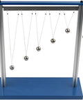 Hands On Pendulum Resonance And Forced Vibration Demonstrator for Physics Experiments with multi-size steel ball models in frame.
