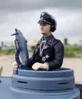 One Sixteenth Scale RC Tank Soldier Figure with Large Brim Helmet in StuG III F8 Assault Tank Model