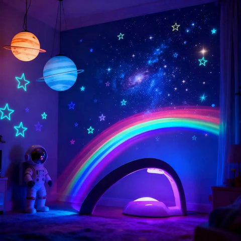 Rainbow LED Lights USB Powered Projector Night Light for Bedroom Kids Room creates magic rainbow on walls and ceiling