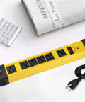 Heavy Duty 6 Outlet Power Strip Surge Protector With 15A 125V 6Ft Extension Cord Industrial Grade Metal Housing 1200 Joules ETL Listed Rugged Shop Garage Workshop Outlet Strip In Bright Yellow
