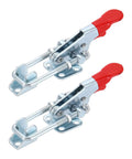 2 Pack Toggle Latch Clamp 40323 Heavy Duty Adjustable M5 X 30mm Quick Release 400lbs Holding Capacity Galvanized Iron Clamp for Smoker Lids Jigs Tool Boxes Cases, red handle