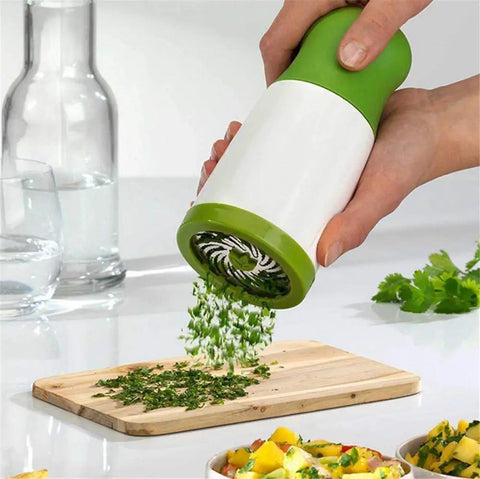 Handy Multi-Function Herb Mill And Chopper With Stainless Steel Blades For Easy Grinding And Finely Minced Spices And Fresh Herbs, Perfect For Pesto, Spice Blends, Garlic, And Chopped Ingredients, White And Green Dishwasher Safe For Quick Cleanup