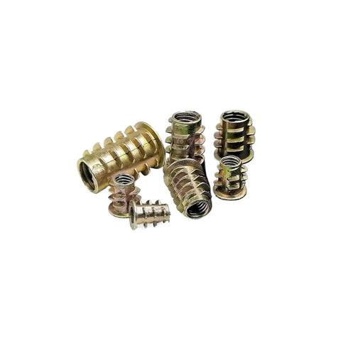 Heavy Duty Zinc Alloy Screw In Furniture Nuts M4 M6 M8 M10 Flanged Hex Drive Wood Inserts in assorted sizes