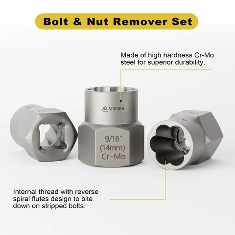 Heavy Duty 24 Piece Bolt Extractor Kit With One Half Inch And Three Eighth Inch Drive for removing bolts and nuts