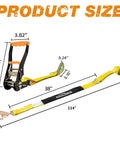 Dimensions of Heavy Duty Car Tie Down Straps Kit With Snap Hooks, 4 Pack, 2 Inch Wide By 114 Inch Long, Break Strength 10,000 Lbs