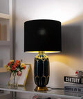 Assembly Required Fabric Drum Lampshade 13 By 13 By 10 Inches For Table Bedside And Floor Lamps With Spider Fitter Black Gold Finish