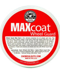 Top view of Wheel Guard Max Coat Rim Sealant 8 oz container label displaying product details and logo.