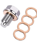 Magnetic Oil Drain Plug Kit With 5 Copper Crush Washers Stainless Steel Construction Anti Leakage Universal Leak Proof Replacement