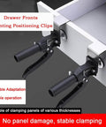 Drawer Front Installation Clamps Kit For Cabinets, Pro Grade Cabinet Mounting Tool With Replaceable Clips shown in use