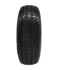 4.10/3.50-4 solid tire replacement in black with tread pattern for hand trucks, wagons, garden carts, wheelbarrows, and dollies set of 2