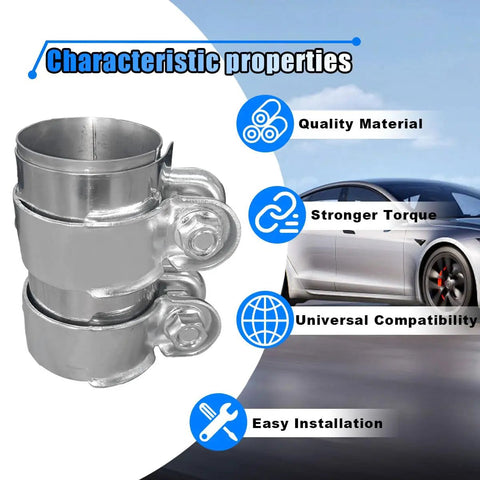 Stainless Steel 2 Inch Exhaust Clamp With Butt Joint Band Sleeve Connector for Mufflers and Tubes Universal Car Exhaust Clamp