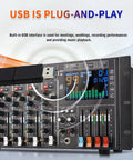 8 Channel DJ Console With 19 Inch Rack Mount Audio Mixer, 99 DSP Effects And Built In Reverb, USB Recording, LCD Display