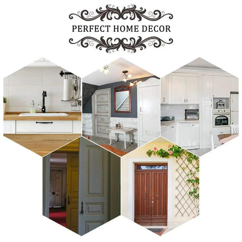 Collage of home decor styles showcasing kitchens, doors, cabinets, and entryways for vintage and modern aesthetics.