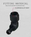 AN8 Female To Three Eighths Inch Hose Barb 90 Degree Swivel Fitting Adapter Aluminum Black Anodized 6061 T6 Pack Of 2 Heavy Duty For Automotive Fuel And Oil Lines, black aluminum 90-degree swivel fitting