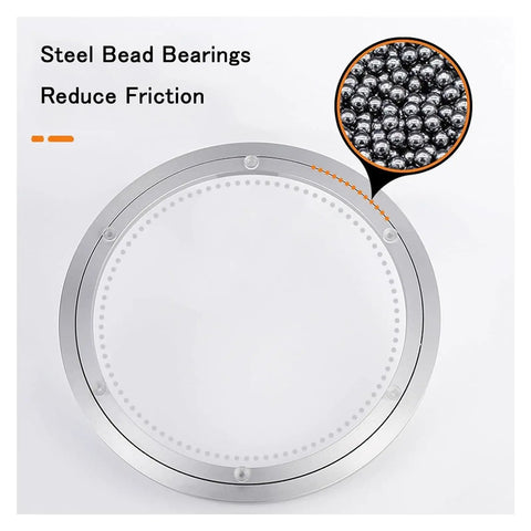 Heavy Duty Aluminum Swivel Turntable Bearing For TV Displays, 360 Degree Rotating Base Plate, 10 Inch, steel ball bearing detail