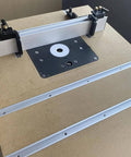 30 Type T Track Aluminum Miter Jig With Stop For Router Table And Bandsaw Projects, installed on a workbench