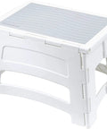 Grab And Go Ultra Compact Mini Folding Step Stool Lightweight 2.5 Lb Design With Slip Resistant Treads And Non Slip Feet White