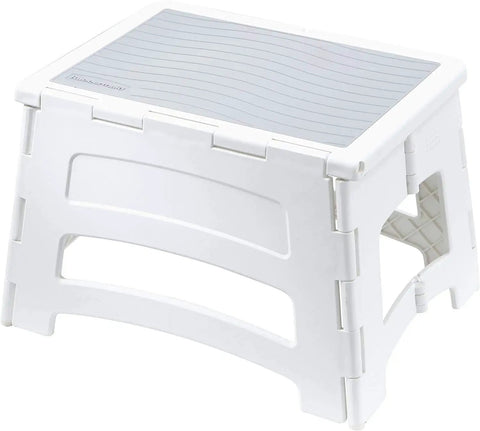 Grab And Go Ultra Compact Mini Folding Step Stool Lightweight 2.5 Lb Design With Slip Resistant Treads And Non Slip Feet White