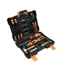 Go Anywhere 109 Piece Socket And Wrench Set Auto Repair Combo Kit Portable Garage Tools displayed in a organized carrying case.