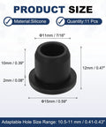 11 Pack T Shaped Silicone Plugs 11.3mm Diameter 7/16 Inch Snap In Hole Seal Product Size with Dimensions and Features