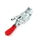 Red Plastic Handle Toggle Clamp With U Shape Quick Holding Latch and Pliers Style Action, Heavy Duty 163 Kg Capacity, 359 Lbs, Metal And Plastic Construction, Compact 3 Inch Size, Model BRH 40323 For Woodworking And Fabrication Projects red handle metal toggle clamp