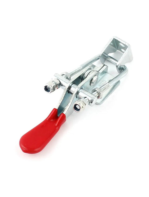 Red Plastic Handle Toggle Clamp With U Shape Quick Holding Latch and Pliers Style Action, Heavy Duty 163 Kg Capacity, 359 Lbs, Metal And Plastic Construction, Compact 3 Inch Size, Model BRH 40323 For Woodworking And Fabrication Projects red handle metal toggle clamp