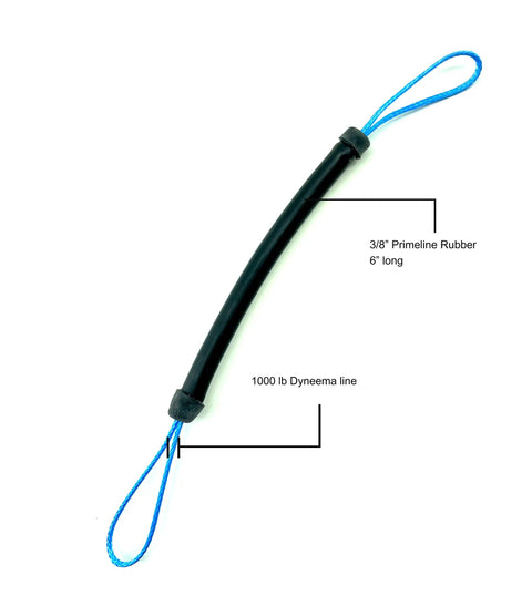 3/8 Inch Speargun Muzzle Bungee Shock Cord With 1000 Lb Dyneema, Two Loops, Blue Latex Rubber, Stretches Up To 2x, Heavy Duty 4 Pack