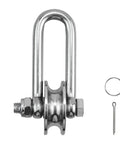 D Shaped Long Shackle Pulley 4.48x2.4 Inch 360 Degree Rotating Stainless Steel Bow Anchor Roller Detachable Bearing