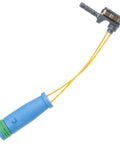 Brake wear sensor with blue two-wire connector, orange wires, and black sensor head.
