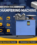 High Speed Electric Chamfering Machine Sfx-D900dg Vertical Compound Bench Top Beveler with Guide Rail for precise 45 degree angle deburring.