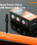 Featherweight TPU Inner Tube For Road And Gravel Bikes 700c 18 To 32 With 45mm Presta Valve, showing removable core
