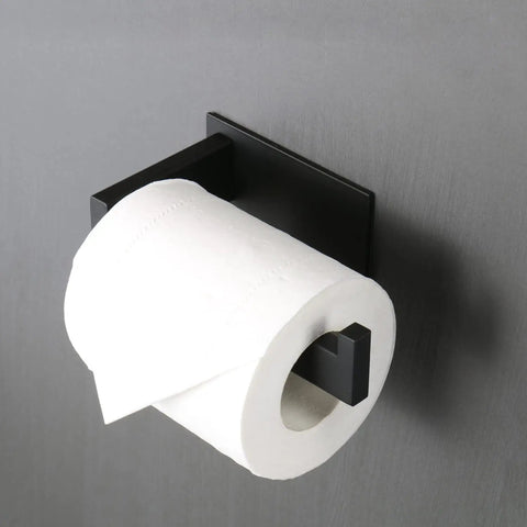 Self Adhesive Stainless Steel Toilet Paper Holder Matte Black Finish No Drill Easy To Install Rustproof Paper Roll Rack For