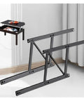 Lift Up Coffee Table Mechanism 38x16.5cm with spring assisted lift, steel construction in front of white curtain, inset image showing use.