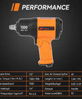 Badass Half Inch Air Impact Wrench Cracks Open Nasty 958 Ft Lbs Torque For Real Auto Work showing pistol grip design and torque specs.