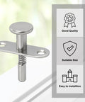 Badass Heavy Duty Spring Loaded Plunger Latches for Cabinets and Furniture Built Tough From Rust Proof Stainless Steel With Rock Solid M4 Mounting Screws Pack of Two Silver, showcasing spring design and solid build.