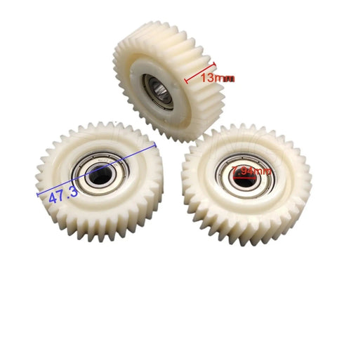 E Bike Motor Gear 47.3x13mm Oblique Planetary Gear 35 Teeth Helical Gear With 7.94mm Bearings Nylon Drive Gear Compatible With E Bike Hub Motor Parts Replacement 3 Pack