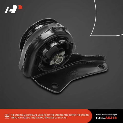 Front Right Engine Mount for Chevy S10 GMC Sonoma Isuzu Hombre, designed for 2.2L L4 engines, part of mount kit A5316.