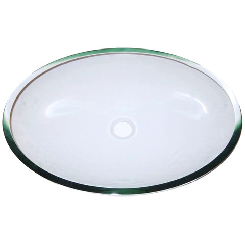 Oval Clear Glass Vessel Sink For Above Counter Mount Dope Sleek Look, Scratch Resistant Tempered Glass, Non Porous Finish, Top View