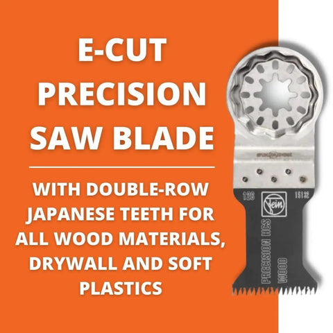 Starlock ECut Precision Saw Blade For Wood Drywall And Soft Plastics With Double Row Japanese Teeth Narrow Waisted One Three Eighths Inch Width And Two Inch Length Ten Pack For Clean Easy Pro Grade Cuts