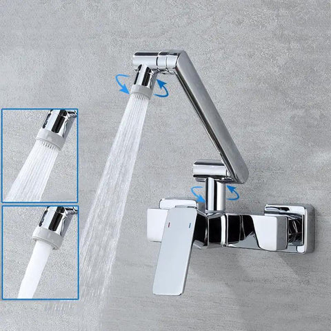 LZPHGB Black Wall Mounted Kitchen Faucet Foldable Dual Mode 360° Rotation Kitchen Sink Tap,Chrome with dual water outlet modes.