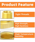 Product features of Ten Piece Brass Hex Bushing Reducer 1/2 Inch NPT Male To 1/4 Inch NPT Female Pipe Fitting; showing tight threads.